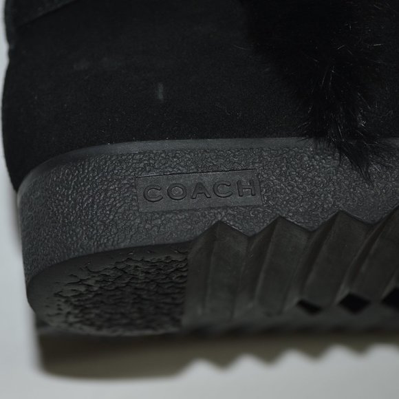 Coach Deeann Black Suede Signature Embossed Fur Boots Women's Size 7B - Picture 11 of 12